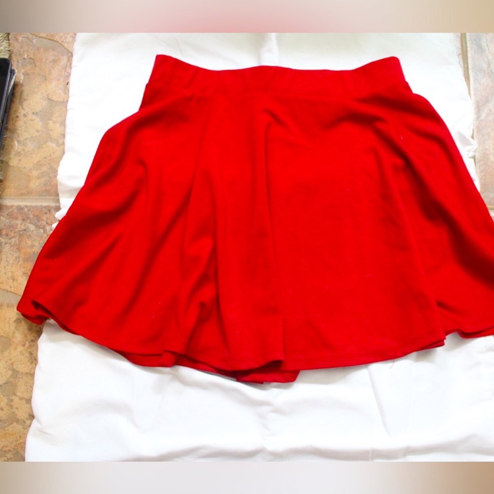 Red Medium pleated mini skirt by Ambiance Apparel